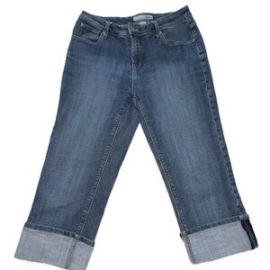 Retro Beachy Preppy-vibe Chico's Platinum Cuffed Denim Capri Jeans Women's 4